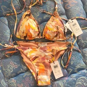 REISS Zia Sunset Floral bikini set, size US 4